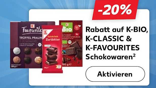 Rabatt auf K-BIO, K-CLASSIC & K-FAVOURITES Schokoladenwaren