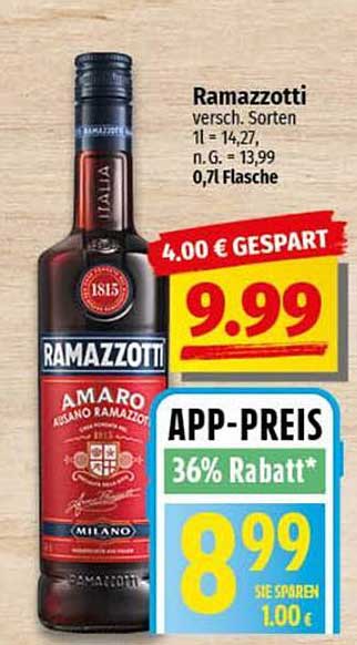 Ramazzotti Amaro 0,7l – Genuss aus Italien zum Sparpreis