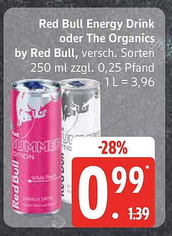 Red Bull Energy Drink oder The Organics by Red Bull, verschiedene Sorten 250 ml