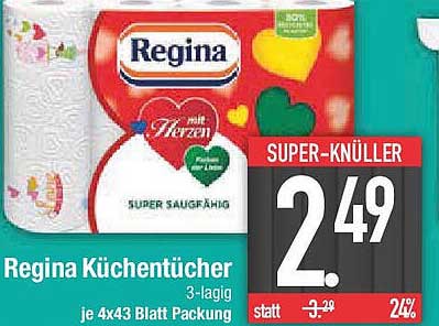 Regina Küchentücher 3-lagig je 4x43 Blatt Packung
