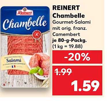 REINERT Chambelle Gourmet-Salami mit orig. franz. Camembert je 80-g-Pack.