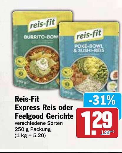 Reis-Fit Express Reis oder Feelgood Gerichte 250 g - verschiedene Sorten