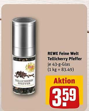 REWE Feine Welt Tellicherry Pfeffer je 43-g-Glas