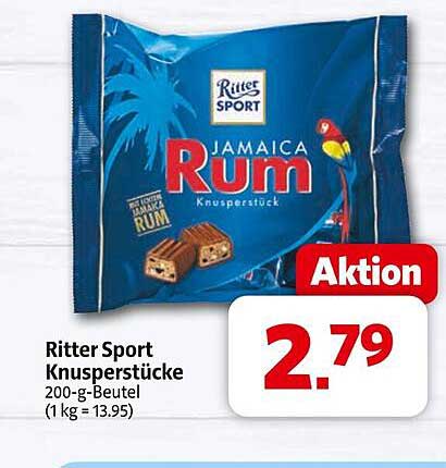 Ritter Sport Knusperstücke Jamaica Rum 200-g-Beutel