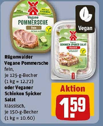 Rügenwalder Vegane Pommesche fein oder Veganer Schinken Spicker Salat