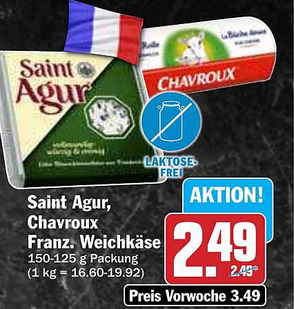 Saint Agur, Chavroux Französischer Weichkäse 150-125 g