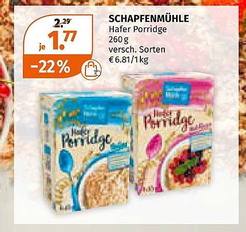 SCHAPFENMÜHLE Hafer Porridge 260 g, verschiedene Sorten