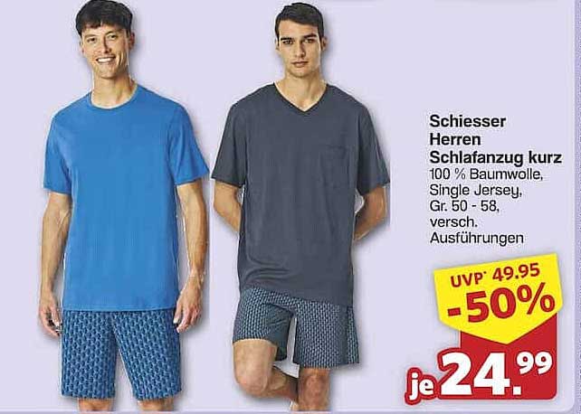 Schiesser Herren Schlafanzug kurz