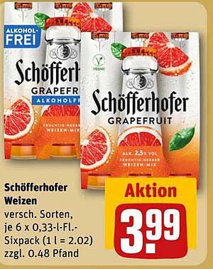 Schöfferhofer Weizen - 6 x 0,33 l Flasche - Alkohol-frei