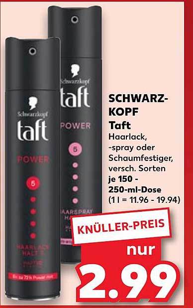 SCHWARZKOPF Taft Haarlack, -spray oder Schaumfestiger, versch. Sorten je 150 - 250-ml-Dose