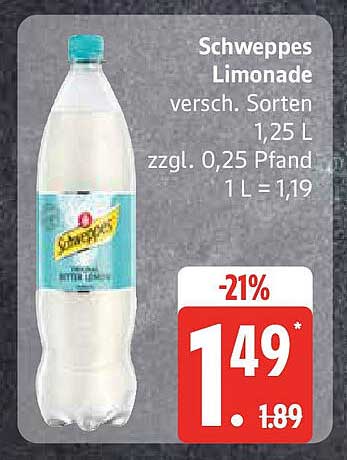 Schweppes Limonade versch. Sorten 1,25 L