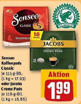 Senseo Kaffee Pads Classic oder Jacobs Crema Pads