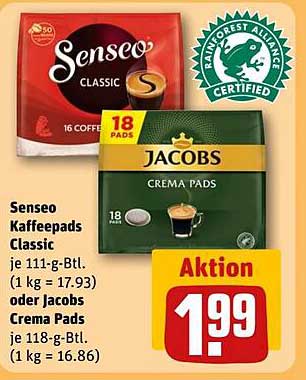 Senseo Kaffeepads Classic oder Jacobs Crema Pads