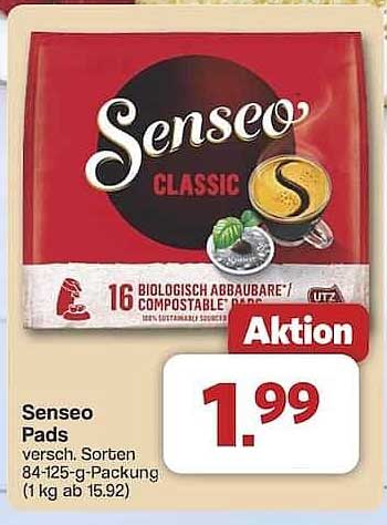 Senseo Pads versch. Sorten 84-125 g-Packung (1 kg ab 15,92)
