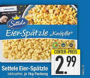 Settele Eier-Spätzle "Knöpfle", laktosefrei, je 1 kg Packung