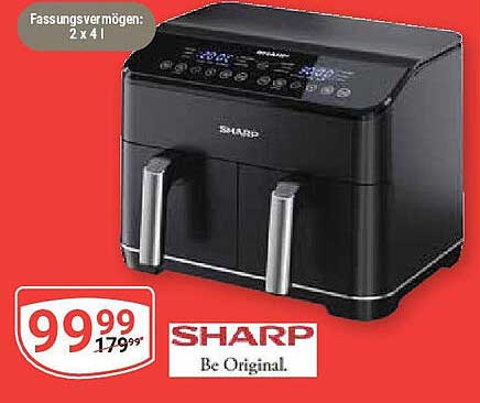SHARP Heißluftfritteuse 2x4L
