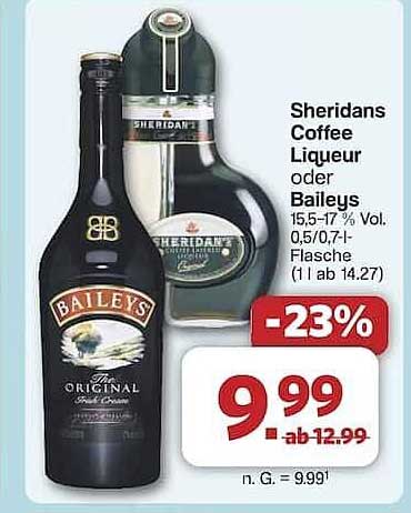 Sheridans Coffee Liqueur oder Baileys - 0,5/0,7-l-Flasche