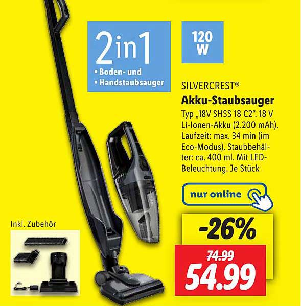 SILVERCREST® Akku-Staubsauger 2-in-1