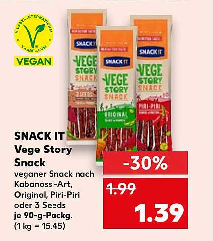 SNACK IT Vege Story Snack - veganer Snack nach Kabanossi-Art