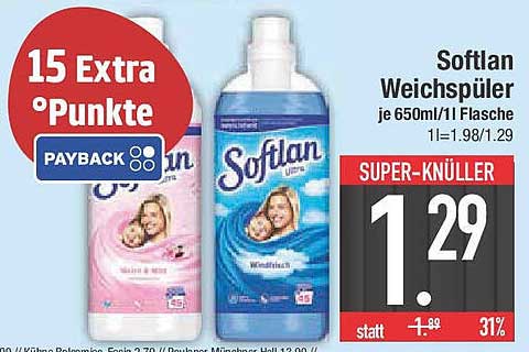 Softlan Weichspüler je 650ml/1l Flasche