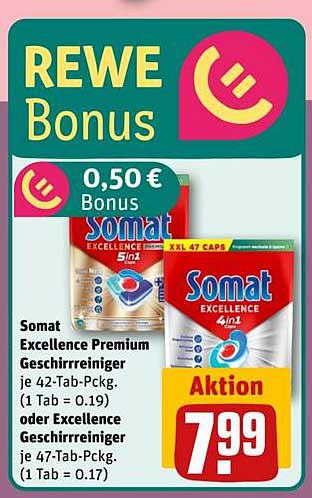 Somat Excellence Premium Geschirrreiniger je 42-Tab-Pckg. oder Excellence Geschirrreiniger je 47-Tab-Pckg.
