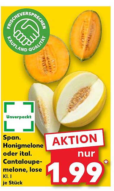 Span. Honigmelone oder ital. Cantaloupmelone, lose, Kl. I je Stück