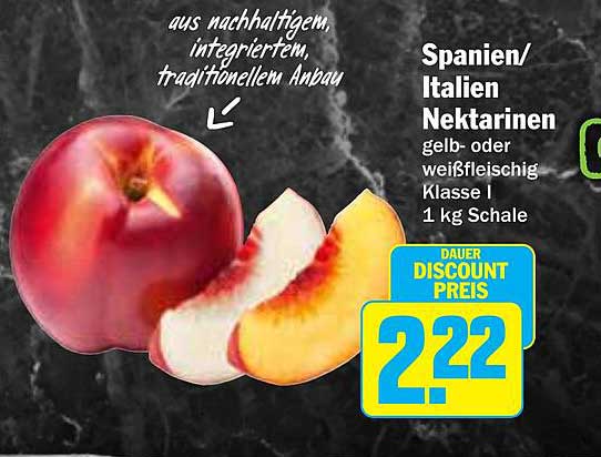 Spanien/Italien Nektarinen gelb- oder weißfleischig Klasse I 1 kg Schale