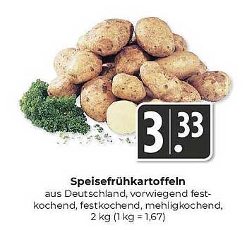 Speisefrühkartoffeln aus Deutschland - 2 kg für nur 3,33 €