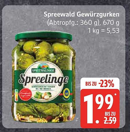 Spreewald Gewürzgurken (Abtropfgewicht: 360 g), 670 g