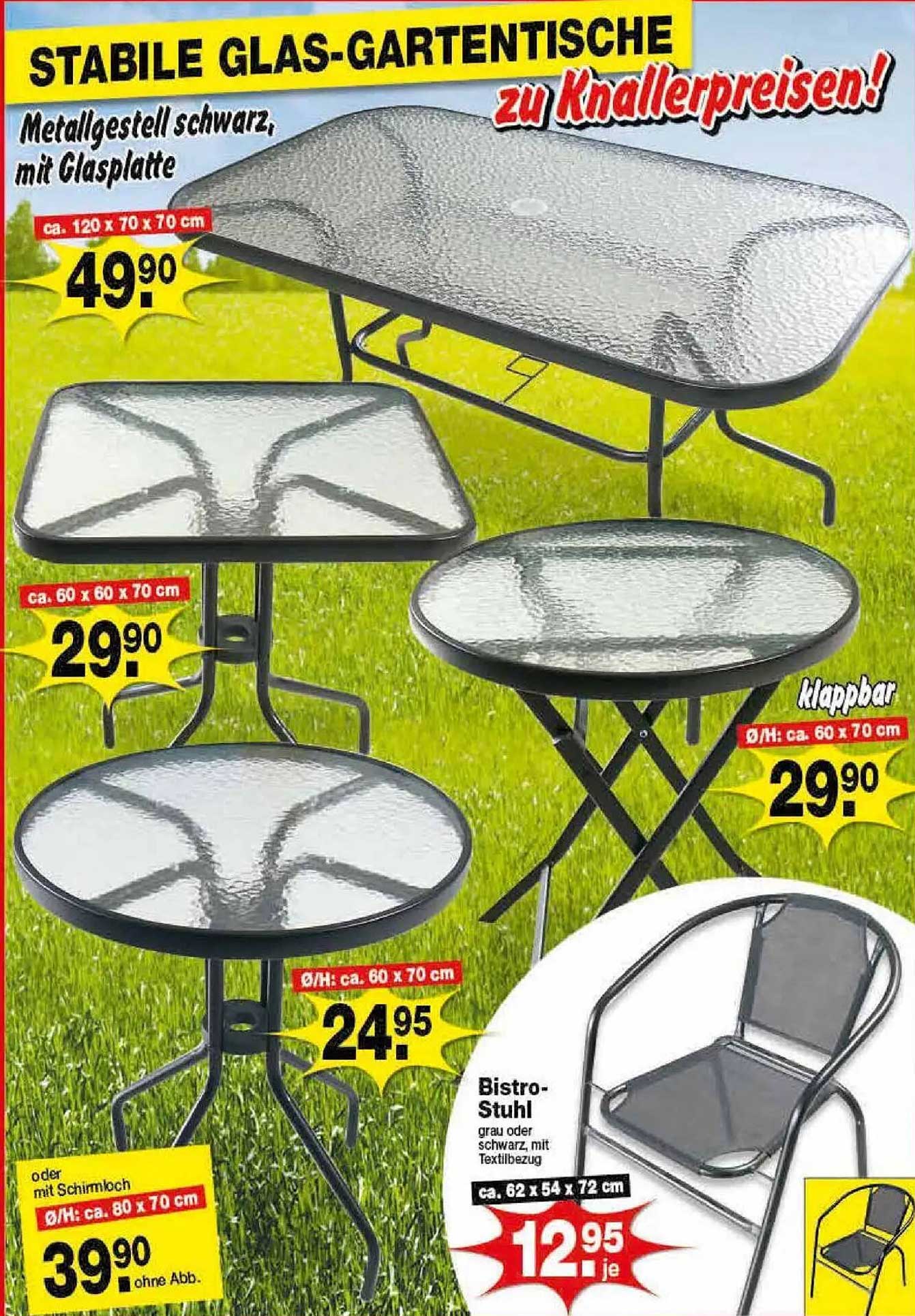 STABILE GLAS-GARTENTISCHE zu Knallerpreisen!