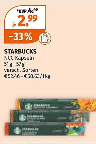 STARBUCKS NCC Kapseln 51g – 57g verschied. Sorten
