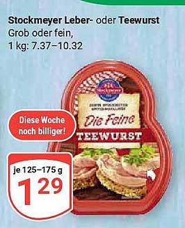 Stockmeyer Leber- oder Teewurst, 125-175 g