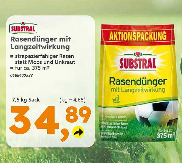 SUBSTRAL Rasendünger mit Langzeitwirkung 7,5 kg Sack
