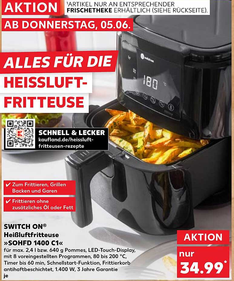 SWITCH ON® Heißluftfritteuse »SOHFD 1400 C1«