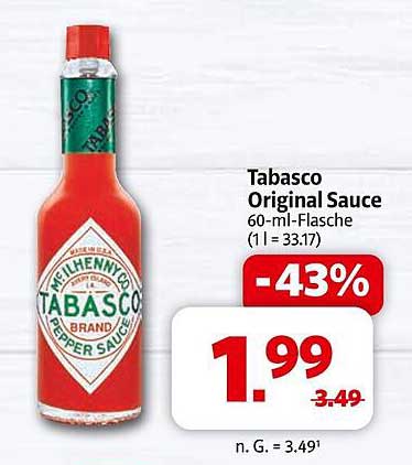Tabasco Original Sauce 60-ml-Flasche