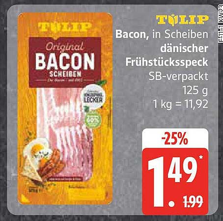 TÜLIP Original Bacon, in Scheiben dänischer Frühstücksspeck