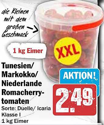 Tunesien/Markokko/Niederlande Romacherrytomaten 1 kg Eimer