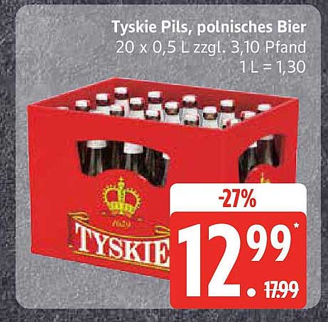 Tyskie Pils, polnisches Bier 20 x 0,5 L zzgl. 3,10 € Pfand