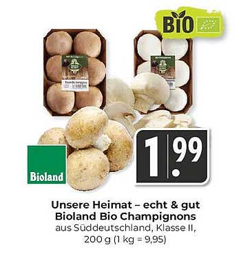 Unsere Heimat – echt & gut Bioland Bio Champignons, 200 g