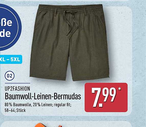 UP2FASHION Baumwoll-Leinen-Bermudas