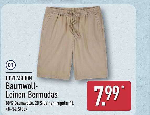 UP2FASHION Baumwoll-Leinen-Bermudas