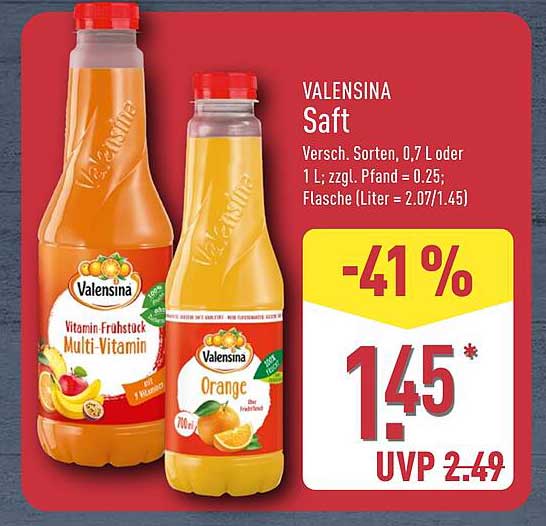 VALENSINA Saft 0,7 L oder 1 L - Vorzugspreis!
