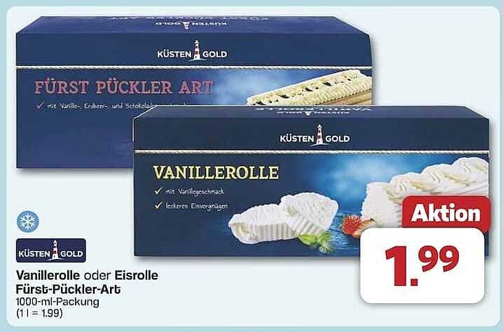 Vanillerolle oder Eisrolle Fürst Pückler Art 1000-ml-Packung