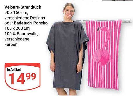 Velours-Strandtuch 90 x 160 cm und Badetuch-Poncho 100 x 200 cm – Jetzt reduziert!