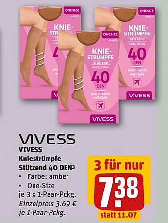VIVESS Kniestrümpfe Stützend 40 DEN, 3 für nur 7,38 €