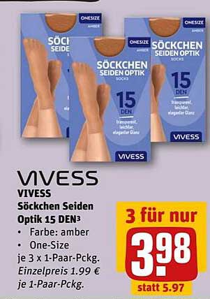 VIVESS Socken Seiden Optik 15 DEN - 3 für nur 3,98 €
