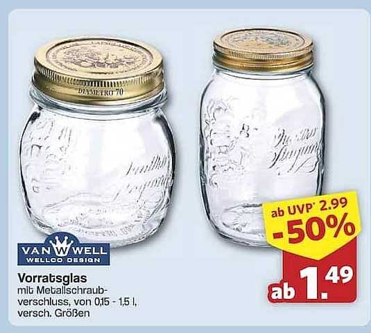 Vorratsglas mit Metalldeckel von Van Well – 50% Rabatt!