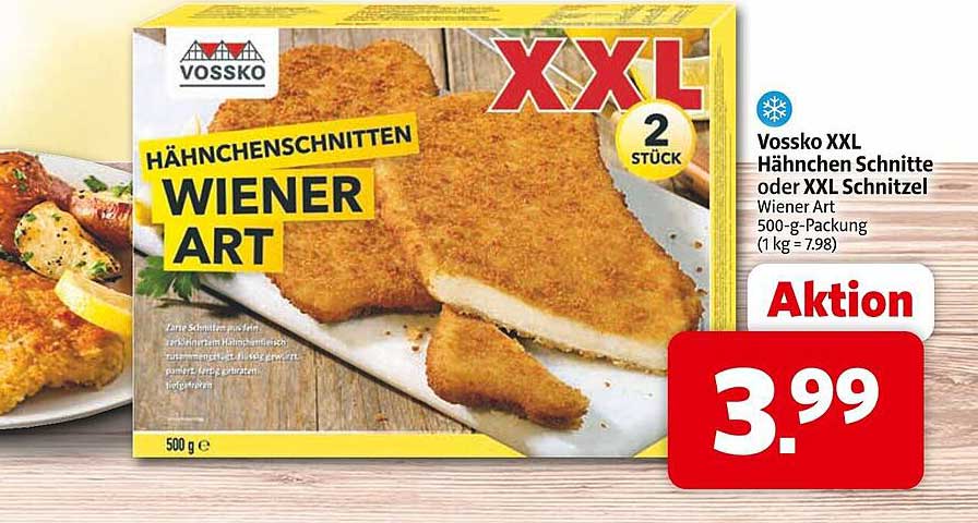 Vossko XXL Hähnchen Schnitte oder XXL Schnitzel Wiener Art 500-g-Packung