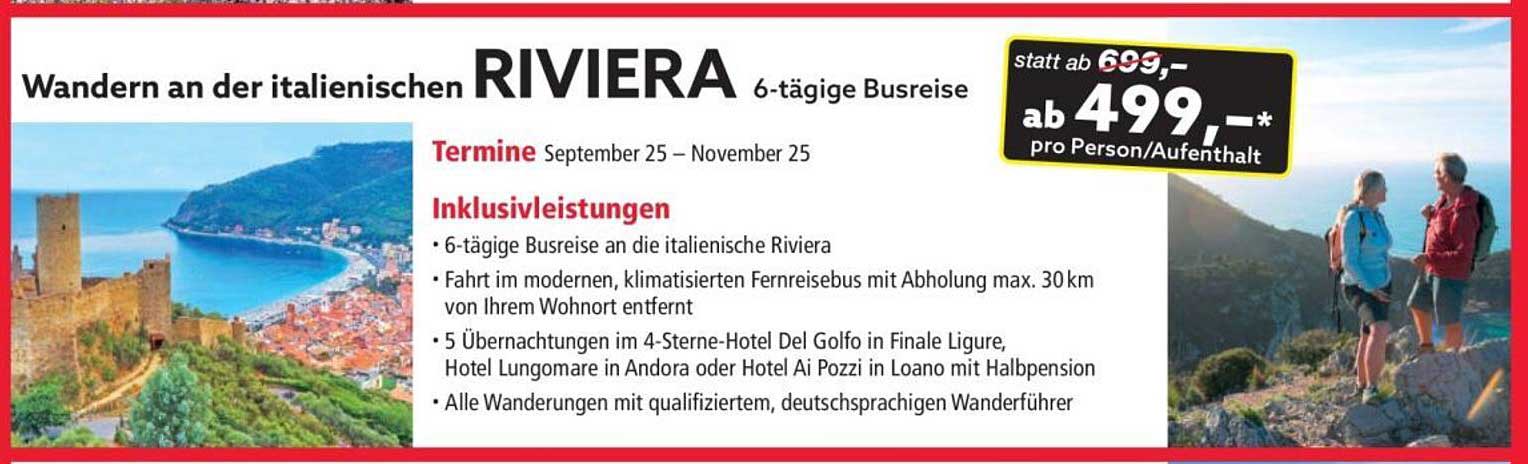 Wandern an der italienischen Riviera – 6-tägige Busreise