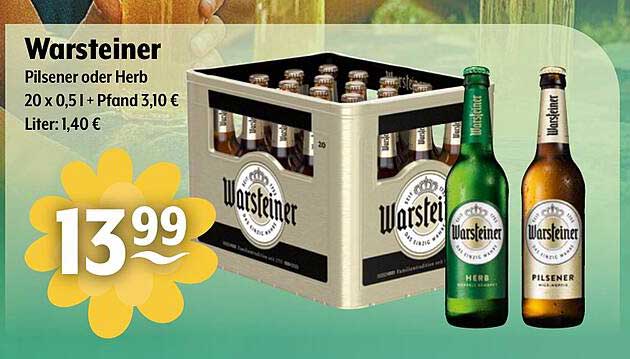 Warsteiner Pilsener oder Herb - 20 x 0,5 l